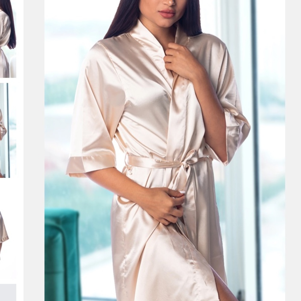 Gorgeous satin robes in champagne